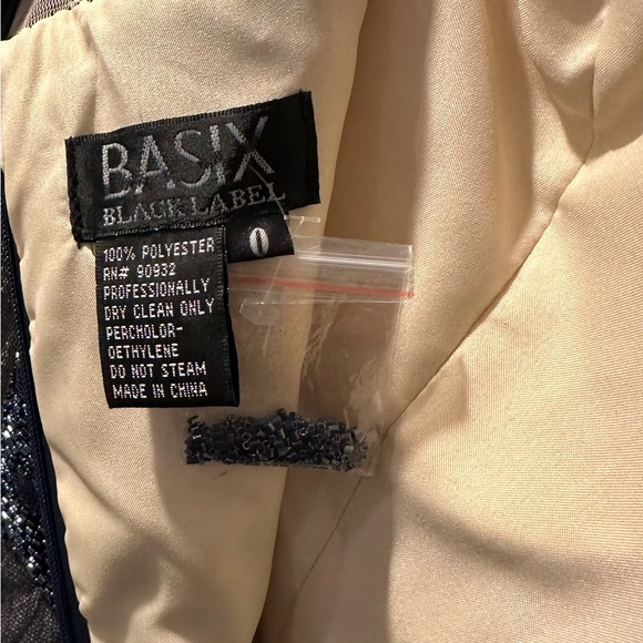 Basix Black Label Navy Beaded Gown - size 0 - Picture 6 of 9